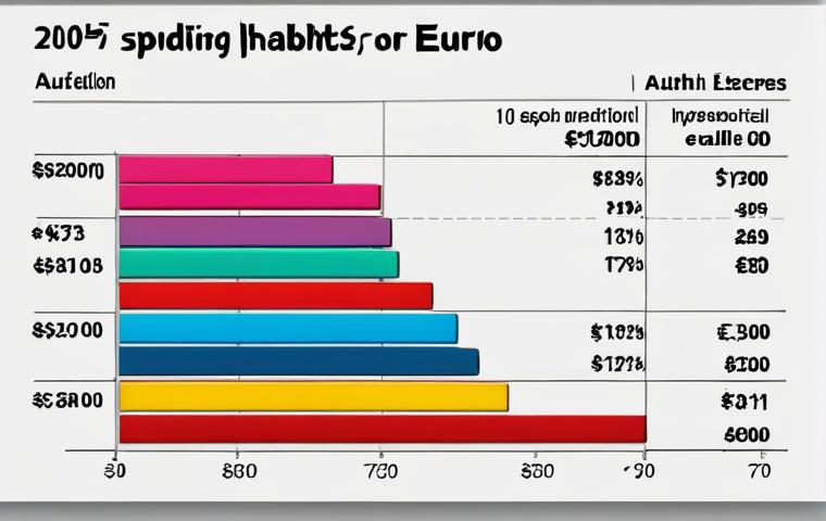 **Prompt:** A vibrant, colorful graph visualizing personal spending habits, highlighting areas of significant expenditure in Euros, resembling a financial dashboard. The scene should evoke a sense of clarity and control over finances.